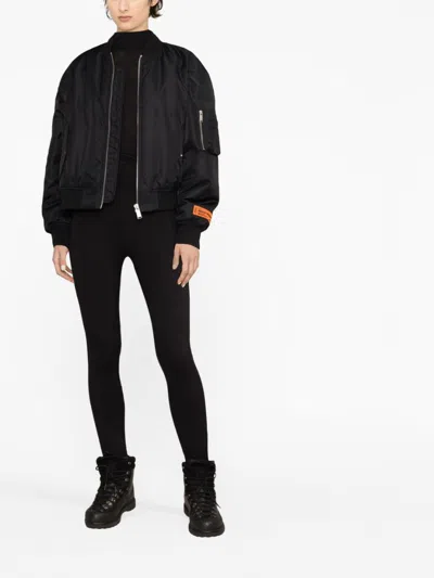 Moncler Brand-embossed Slim-fit High-rise Stretch-woven Leggings In Black