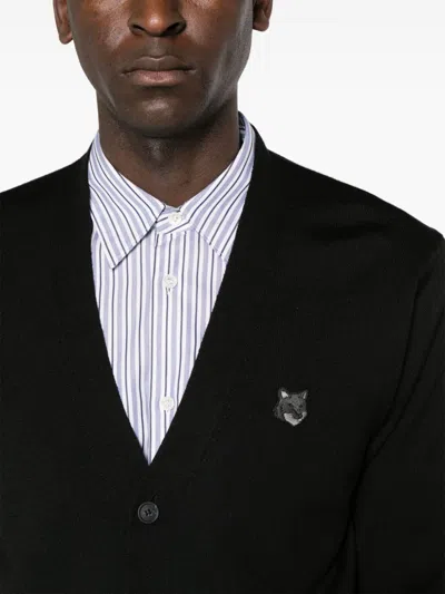 Shop Maison Kitsuné Maison Kitsune' Bold Fox Head Cardigan In Black