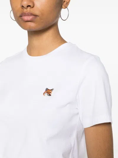 Shop Maison Kitsuné Maison Kitsune' Fox Head Patch Cotton T Shirt In White