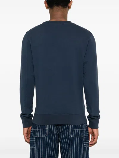 Shop Maison Kitsuné Maison Kitsune' Fox Head Cotton Sweatshirt In Blue