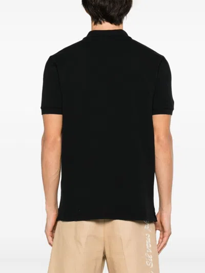 Shop Maison Kitsuné Maison Kitsune' Fox Head Patch Cotton Polo Shirt In Black