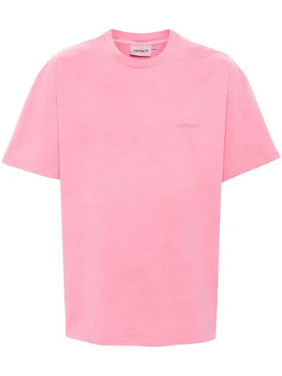 Shop Carhartt Wip Pre Duster Script Cotton T Shirt In Pink