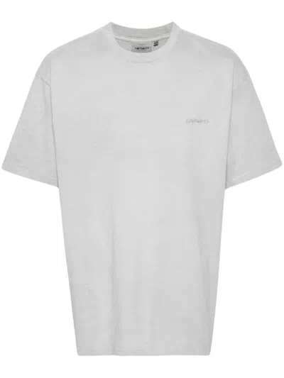 Shop Carhartt Wip Pre Duster Script Cotton T Shirt In Grey