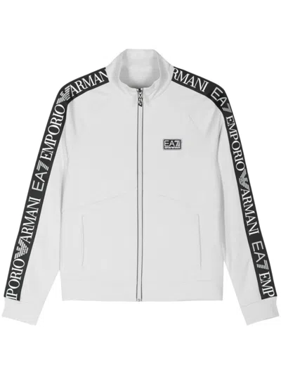 Shop Ea7 Logo Zip Up Track Jacket In Grey