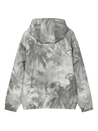 Shop Emporio Armani Printed Cotton Hoodie In Grey