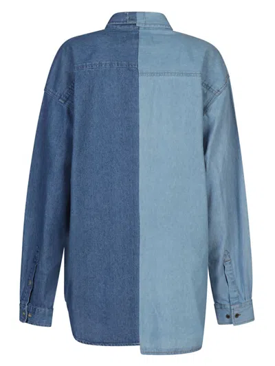 E.l.v Denim Contrast Denim Shirt In Blue