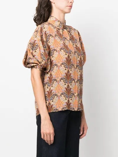 Shop Etro Printed Silk Shirt In Grey