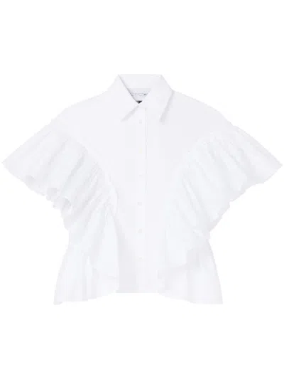 Az Factory With Lutz Huelle Ruffled Sleeves Cotton Shirt In White