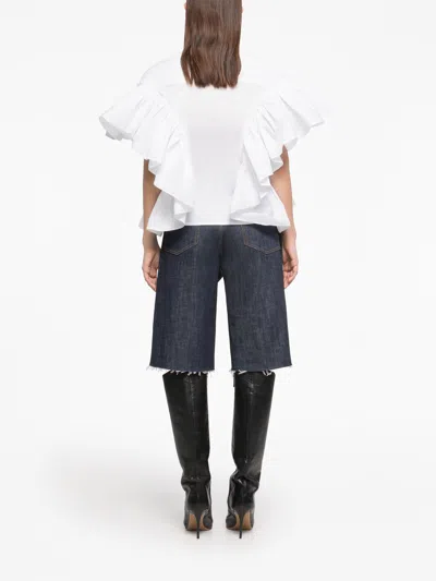 Az Factory With Lutz Huelle Ruffled Sleeves Cotton Shirt In White