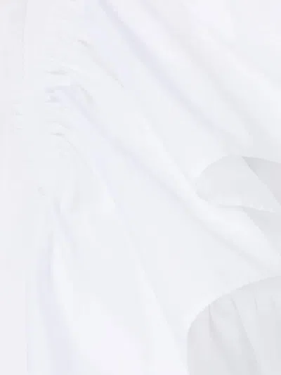 Az Factory With Lutz Huelle Ruffled Sleeves Cotton Shirt In White