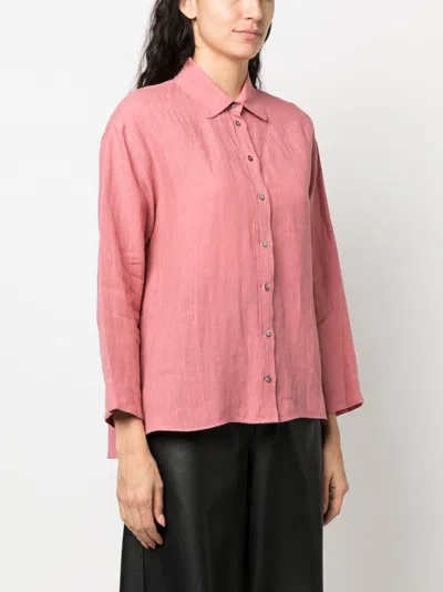 S Max Mara Long-sleeve Linen Shirt In Red