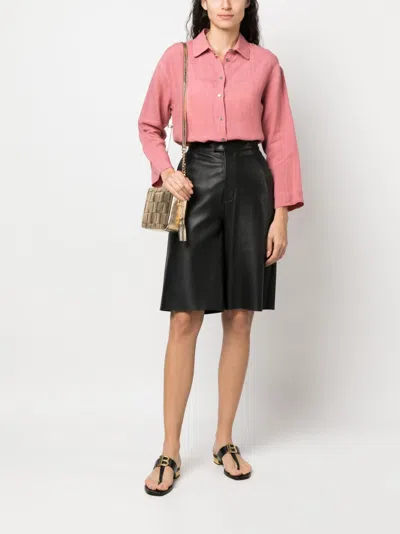 S Max Mara Long-sleeve Linen Shirt In Red
