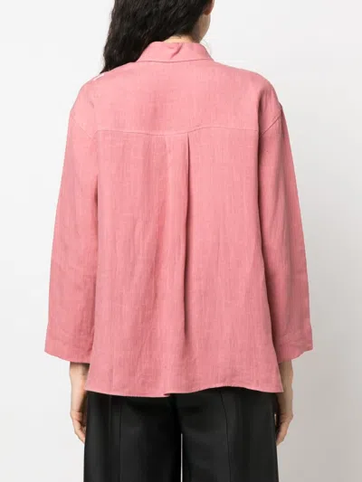 S Max Mara Long-sleeve Linen Shirt In Red