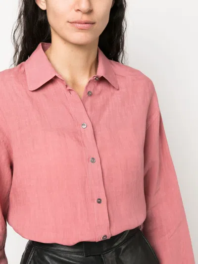 S Max Mara Long-sleeve Linen Shirt In Red
