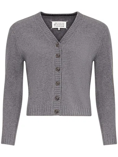 Shop Maison Margiela Wool V Necked Cardigan In Grey