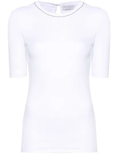 Shop Brunello Cucinelli Cotton 3/4 Sleeve T Shirt In White