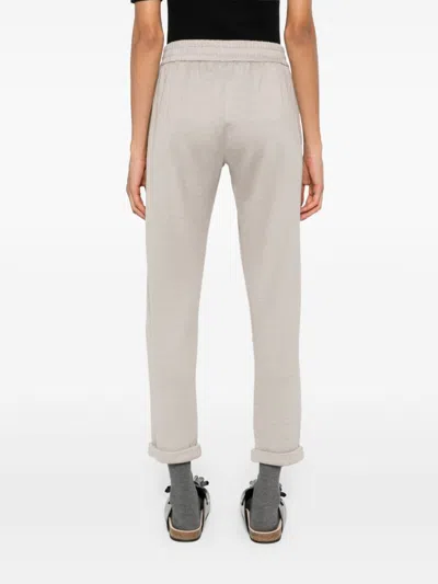 Shop Brunello Cucinelli Cotton And Silk Blend Sweatpants In Beige