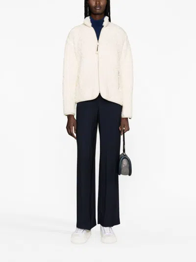 Shop Jil Sander Plus Shearling Zipped Sweatshirt In White