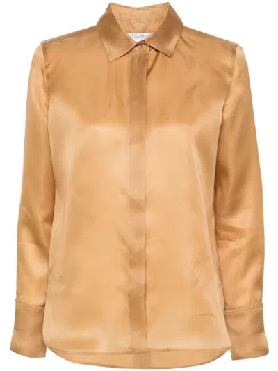 Shop Max Mara Silk Shirt In Camel