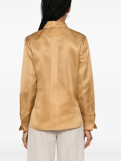 Shop Max Mara Silk Shirt In Camel