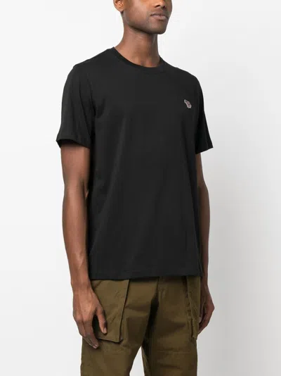 Shop Ps By Paul Smith Zebra Logo Cotton T Shirt In Black