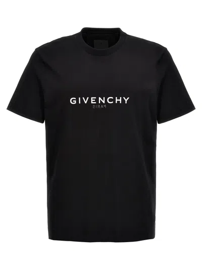 Givenchy Cotton Reverse Slim Fit T-shirt With Signature Print In Black
