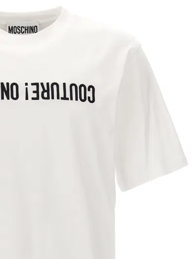 Moschino Upside Down Logo T-shirt In White/black