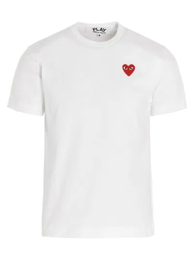 Comme Des Garçons Play Mens Comme Des Garcons Play Overlap-heart Print Cotton-jersey T-shirt In White