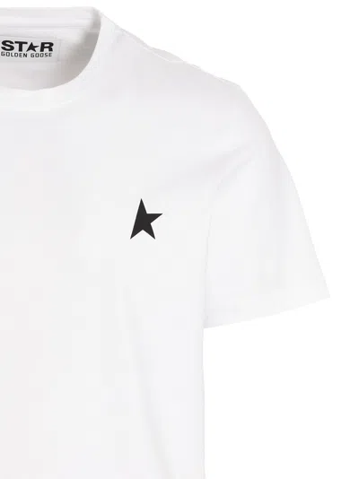 Golden Goose White T-shirt With Round Neck And One Star Logo Print On The Front In Cotton Man