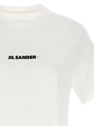 Jil Sander White T-shirt With Short Sleeves And Contrasting Logo Print In Cotton Man In White/black