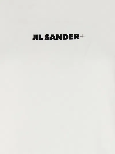 Jil Sander White T-shirt With Short Sleeves And Contrasting Logo Print In Cotton Man In White/black