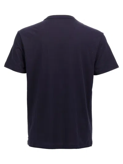 Polo Ralph Lauren Blue Crewneck T-shirt With Pony Embroidery On The Front In Animal Print