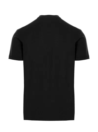 Tom Ford Black Basic Crewneck T-shirt With Tonal Stitching In Cotton Blend Man In Black