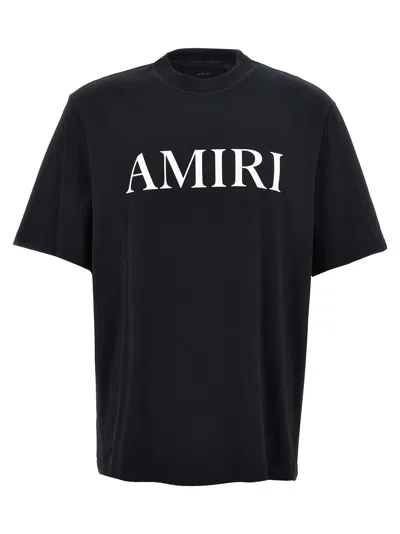 Amiri Black Crewneck T-shirt With Logo Lettering Print On The Front In Cotton Man In White/black