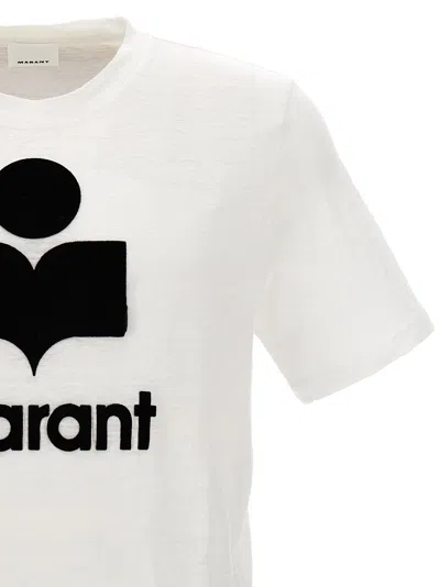 Isabel Marant Marant Karman T Shirt With Flocked Logo In White/black