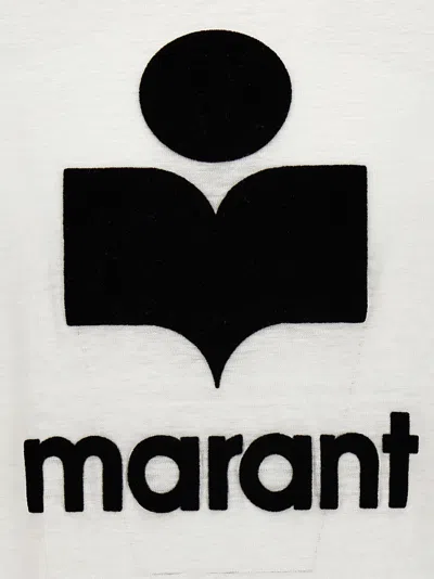 Isabel Marant Marant Karman T Shirt With Flocked Logo In White/black