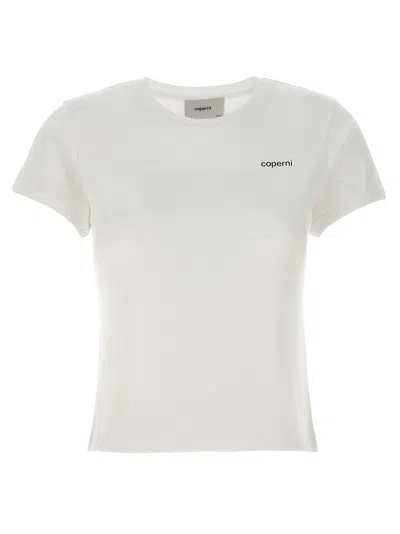 Coperni Crew Neck Ribbed Profiles Short Sleeves Cotton T-shirt In White
