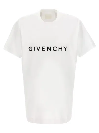 Shop Givenchy Logo Print T Shirt In White/black