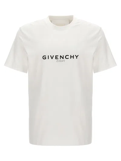 Givenchy White Crewneck T-shirt With Logo Print In Cotton Man In White