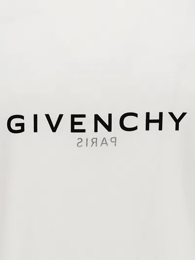 Givenchy White Crewneck T-shirt With Logo Print In Cotton Man In White