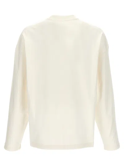 Jil Sander Men White Crewneck Sweatshirt With Contrasting Logo Print At The Front In Cotton Man In White/black