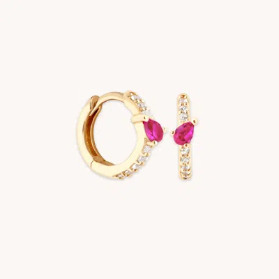 Astrid &amp; Miyu Pink Sapphire Marquise Huggies In Solid Gold