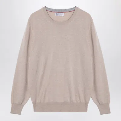 Brunello Cucinelli Cashmere Crew Neck Sweater With Contrasting Edge