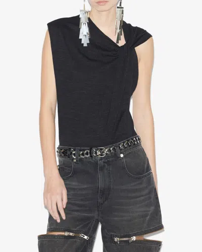 Isabel Marant Étoile Womens Nayda Asymmetrical Cotton-jersey T-shirt Black In Black