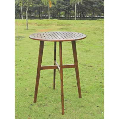 International Caravan Acacia 32-inch Round Bar Height Table, Stain