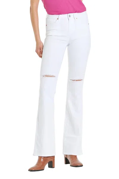 DEAR JOHN DENIM JAXTYN HIGH RISE BOOTCUT JEANS IN OPTIC WHITE 