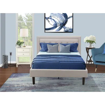 East West Furniture Fn08f-1vl0c 2-piece Platform Full Size Bed Set With 1 Full Bed And An End Table For Bedroom - Mist B