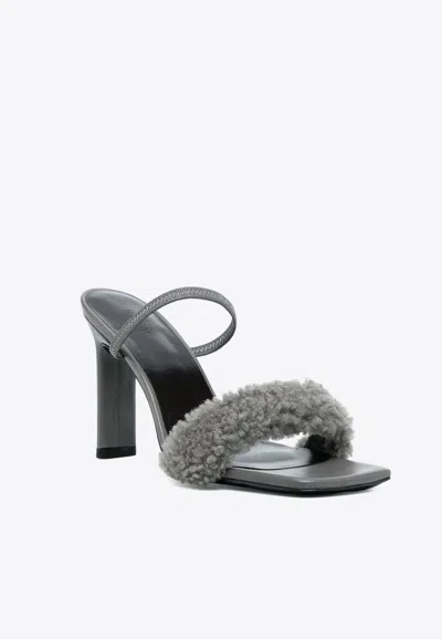 By Far Ada Double Strap Heeled Sandals In Gray