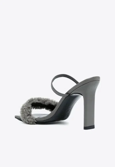 By Far Ada Double Strap Heeled Sandals In Gray