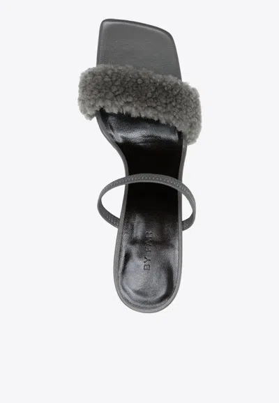 By Far Ada Double Strap Heeled Sandals In Gray
